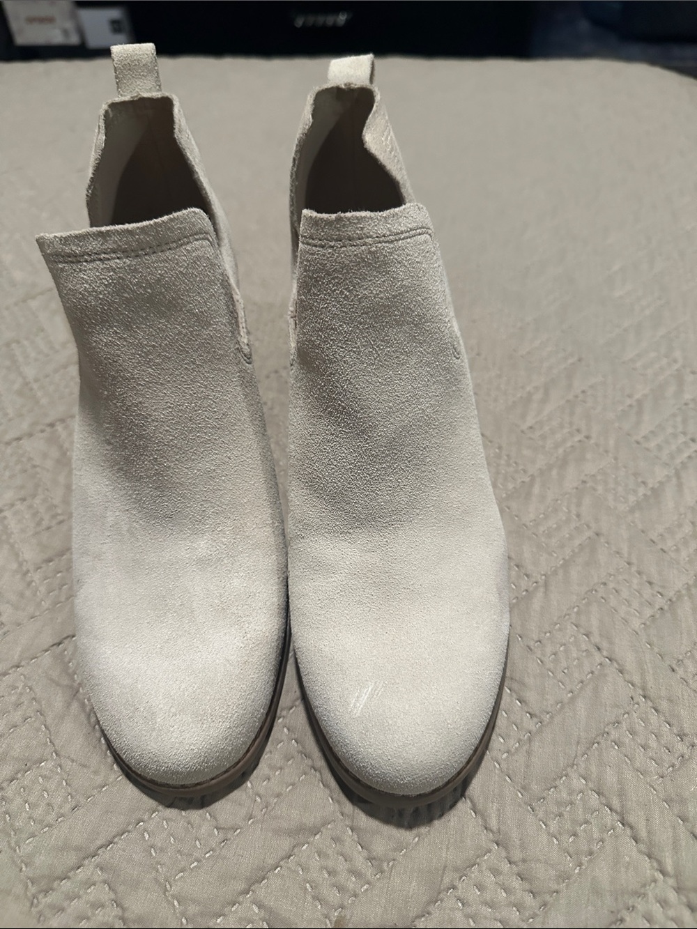 Toms Cream Suede Chelsea Booties